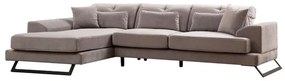 Γωνιακός καναπές PWF-0575 pakoworld δεξιά γωνία ύφασμα γκρι 308/190x92εκ