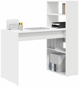 vidaXL Γραφείο με ράφι Λευκό 113 x 54 x 120 εκ. Επεξεργασμένο ξύλο