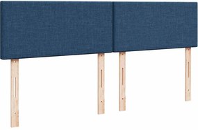 vidaXL Κρεβάτι Boxspring με Στρώμα Μπλε 200x200 εκ. Υφασμάτινο