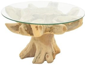 Τραπεζάκι Σαλονιού Benzou Inart απο Ξύλο Teak σε Φυσικό χρώμα Φ80x45εκ. 80x80x45 εκ.