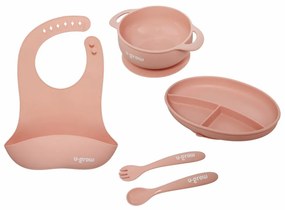 U-Grow UG-SET2PK Σετ Φαγητού από Σιλικόνη Ροζ 5τμχ