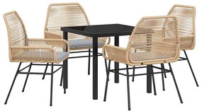vidaXL Σέτ φαγητού για κήπο 5 pcs Καφέ συνθετικό ρατάν