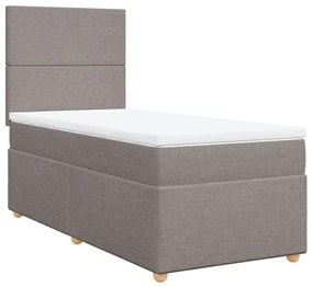 Κρεβάτι Boxspring με Στρώμα Taupe 90x190 εκ.Υφασμάτινο - Μπεζ-Γκρι