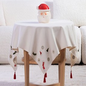 Τραπεζοκαρέ Χριστουγεννιάτικο Christmas Is All Around Ecru Nef-Nef Homeware 100X100cm