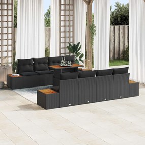 vidaXL Σετ Καναπέ Κήπου με αποθήκευση 9 pcs Μαύρο Πολυ ράταν