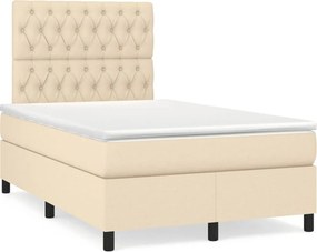 vidaXL Κρεβάτι Boxspring με Στρώμα Κρεμ 120x190 εκ. Υφασμάτινο