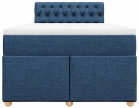vidaXL Κρεβάτι Boxspring με Στρώμα Μπλε 120x190 εκ. Υφασμάτινο