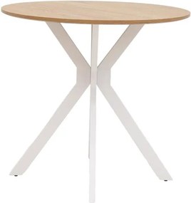 Τραπέζι Xuson φυσικό mdf-πόδι λευκό μέταλλο Φ80x75εκ 80x80x75 εκ.