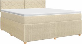 vidaXL Κρεβάτι box spring με στρώμα Κρεμ 160 x 200 cm Ύφασμα