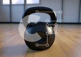 Intra Συλλεκτικό Ξύλινο Παζλ Plywood 4mm - Kettlebell στο ξύλινο πάτωμα στο γυμναστήριο Σε Ξύλινο Κουτί - Διαστάσεις Puzzle: 10x10 cm – 25 κομμάτια