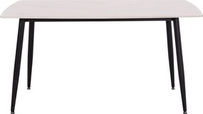 Τραπέζι Rav λευκό μαρμάρου sintered stone-μαύρο μέταλλο 140x80x75