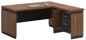 Γραφείο αναστρέψιμο Oscar pakoworld καρυδί-ανθρακί 180x170x76εκ (1 τεμάχια)