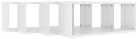 Ράφια Κύβοι Τοίχου 4 τεμ. Γυαλ. Λευκό 60x15x23 εκ. Μοριοσανίδα - Λευκό