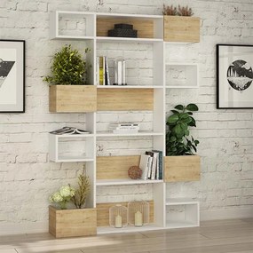 ΒΙΒΛΙΟΘΗΚΗ NIHO MEGAPAP ΧΡΩΜΑ ΛΕΥΚΟ - ΦΥΣΙΚΟ ΟΞΙΑΣ 120X25,3X171ΕΚ.
