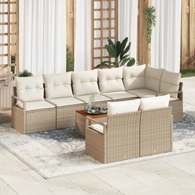 vidaXL Σετ Σαλονιού Κήπου 9 pcs Beige, λευκό Μεγάλο