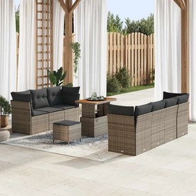 vidaXL Σετ Καναπέ Κήπου Ρυθμιζόμενο ύψος 10 pcs Γκρι συνθετικό ρατάν