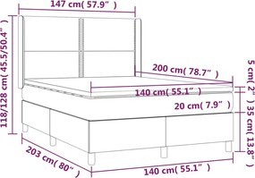 vidaXL Κρεβάτι Boxspring με Στρώμα Μπλε 140x200 εκ. Υφασμάτινο