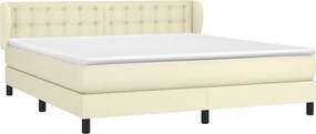 vidaXL Κρεβάτι Boxspring με Στρώμα Κρεμ 160x200εκ. από Συνθετικό Δέρμα