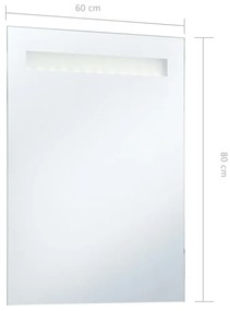 Καθρέφτης Μπάνιου Τοίχου με LED 60 x 80 εκ. - Ασήμι