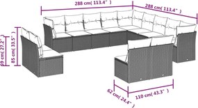 vidaXL Σετ Καναπέ Κήπου 13τεμ Μπεζ Συνθ. Ρατάν με Μαξιλάρια