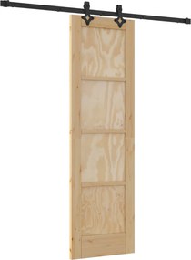 vidaXL Συρόμενη Πόρτα Φυσικό και Μαύρο 61 x 198,5 εκ.