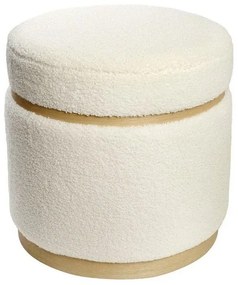 Πουφ Με Ξύλινη Βάση VOP103 41x41x40cm Ivory Espiel