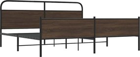 vidaXL Σκελετός Κρεβ. Χωρίς Στρώμα Καφέ Δρυς 180x200 εκ. Μεταλλικό