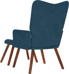 vidaXL Πολυθρόνα Relax Μπλε Βελούδινη με Σκαμπό