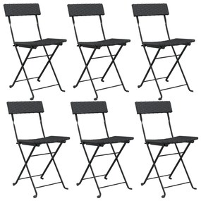 vidaXL Καρέκλες Bistro Πτυσσόμενες 6 τεμ. Μαύρο Συνθετικό Ρατάν&Ατσάλι