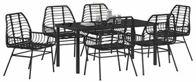vidaXL Σέτ φαγητού για κήπο 7 pcs Μαύρο συνθετικό ρατάν