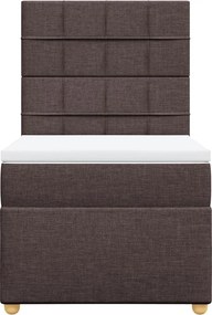 vidaXL Κρεβάτι Boxspring με Στρώμα Σκούρο Καφέ 100x200 εκ. Υφασμάτινο