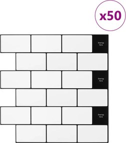 vidaXL Πλακάκι Subway 50 τεμ. Λευκό Μαύρο 30 x 30 cm