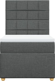 vidaXL Κρεβάτι Boxspring με Στρώμα Σκούρο Γκρι 90x200 εκ. Υφασμάτινο