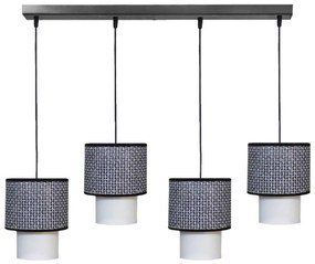 Φωτιστικό Οροφής - Ράγα 14-0275 4/Ε27 120x100cm Αμπαζούρ Φ16,5/10cm Black-White Heronia Metal, Fabric
