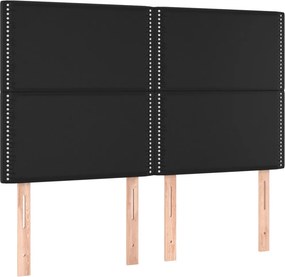vidaXL Κρεβάτι Boxspring με Στρώμα &amp; LED Μαύρο 140x200 εκ. Συνθ. Δέρμα