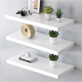 Stewehome Σετ 3 ραφιών από MDF με κρυφή στήριξη Λευκό 50x15x18 cm