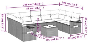 vidaXL Σετ Καναπέ Κήπου 10 τεμ. Μπεζ Συνθετικό Ρατάν με Μαξιλάρια