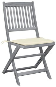 vidaXL Καρέκλες Εξ. Χώρου Πτυσσόμενες 6 τεμ. Ξύλο Ακακίας &amp; Μαξιλάρια