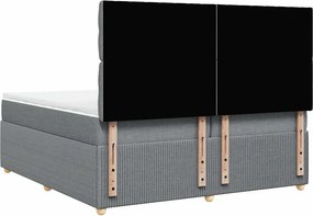 vidaXL Κρεβάτι Boxspring με Στρώμα Ανοιχτό Γκρι 200x200 εκ. Υφασμάτινο