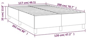 Πλαίσιο Κρεβατιού Boxspring Σκούρο Γκρι 120x200 εκ. Υφασμάτινο - Γκρι