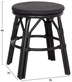 ΣΚΑΜΠΟ ΑΛΟΥΜΙΝΙΟΥ CHINO HM6285.02 BAMBOO LOOK &amp; TEXTILENE ΣΕ ΜΑΥΡΟ Φ36x46Υεκ. (1 Τεμμάχια)