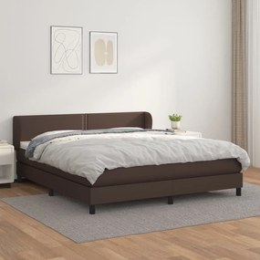 Κρεβάτι Boxspring με Στρώμα Καφέ 180x200 εκ. Συνθετικό Δέρμα - Καφέ