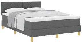 vidaXL Κρεβάτι box spring με στρώμα Σκούρο γκρι 140 x 190 cm ύφασμα