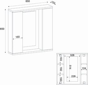 Καθρέπτης μπάνιου Surra Μegapap χρώμα λευκό 65x15,3x65εκ.