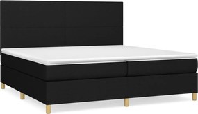 vidaXL Κρεβάτι Boxspring με Στρώμα Μαύρο 200x200 εκ. Υφασμάτινο