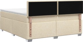 vidaXL Κρεβάτι Box Spring με Στρώμα και LED Κρεμ 140 x 200 cm Ύφασμα