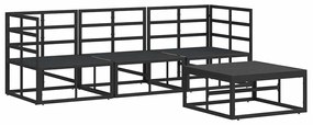 vidaXL Σετ Καναπέ Κήπου με μαξιλάρι 4 pcs Μαύρο Αλουμίνιο