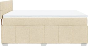 vidaXL Κρεβάτι Boxspring με Στρώμα Κρεμ 140x200 εκ. Υφασμάτινο