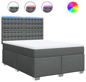 vidaXL Κρεβάτι Boxspring με Στρώμα Σκούρο Γκρι 140x190 εκ. Υφασμάτινο