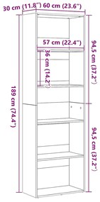 ΒΙΒΛΙΟΘΗΚΗ ΜΑΥΡΗ ΔΡΥΣ 60X30X189 ΕΚ. ΑΠΟ ΕΠΕΞΕΡΓΑΣΜΕΝΟ ΞΥΛΟ 862457